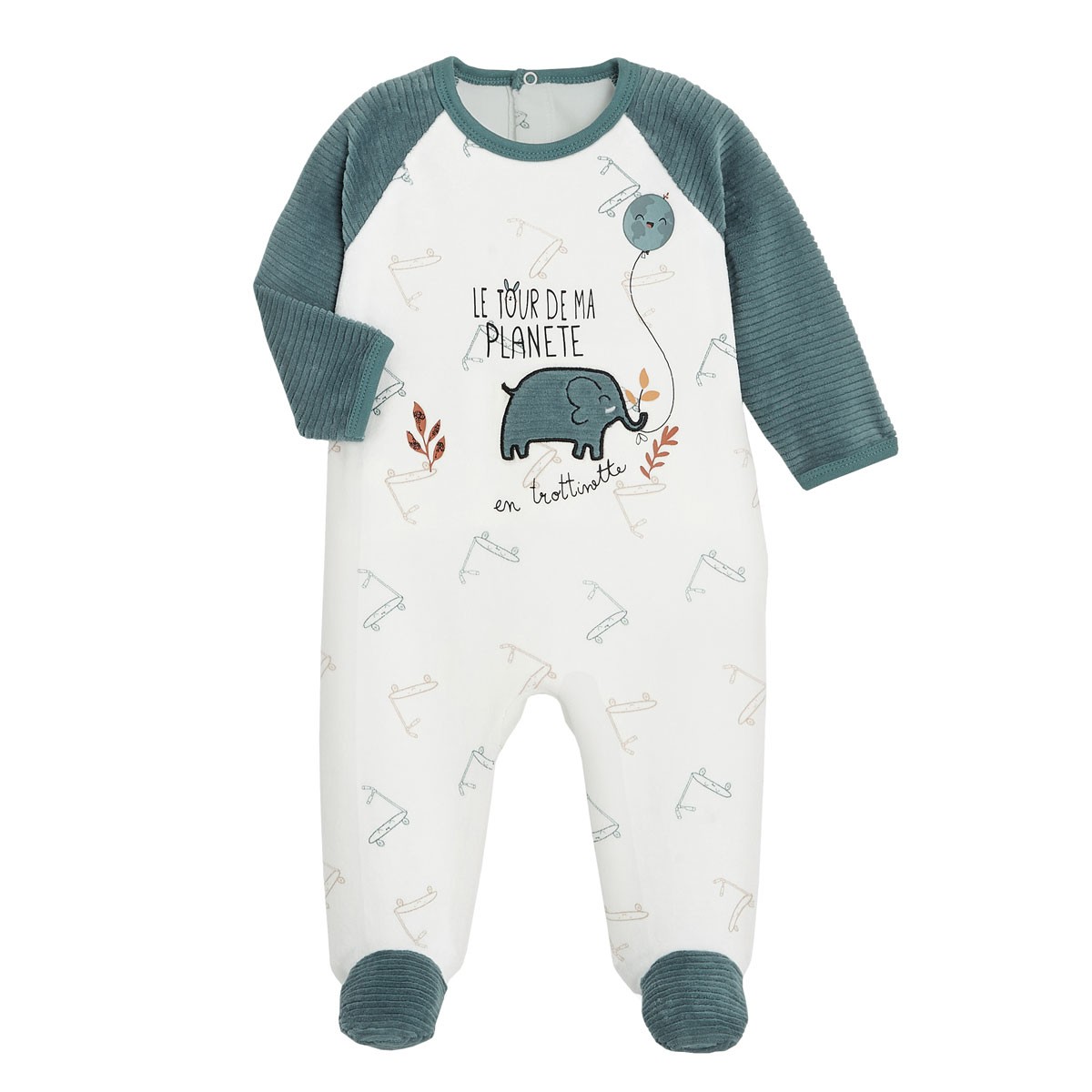 Pyjama Bebe Velours En Trottinette Petit Beguin