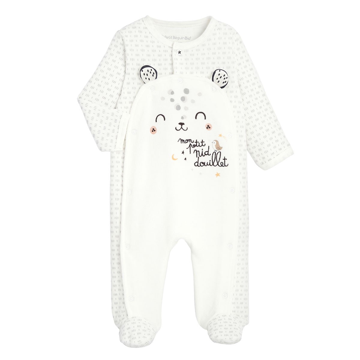 Pyjama Bebe Mixte En Velours Contenant Du Coton Bio Nid Douillet Petit Beguin