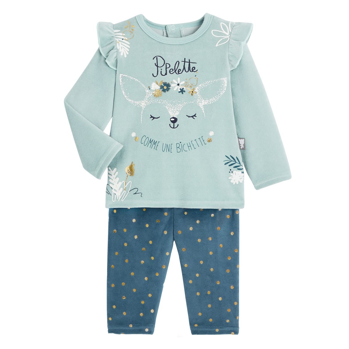 Pyjama Bebe Fille Velours 2 Pieces Bichette Petit Beguin