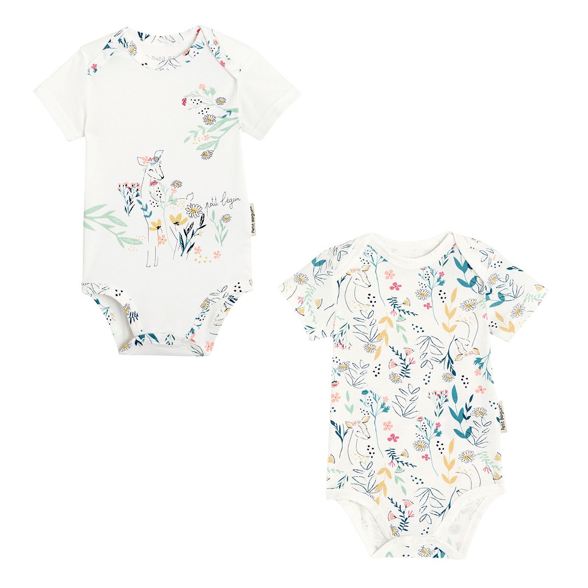 Lot De 2 Bodies Bebe Fille Manches Courtes Jardin Poetique Petit Beguin