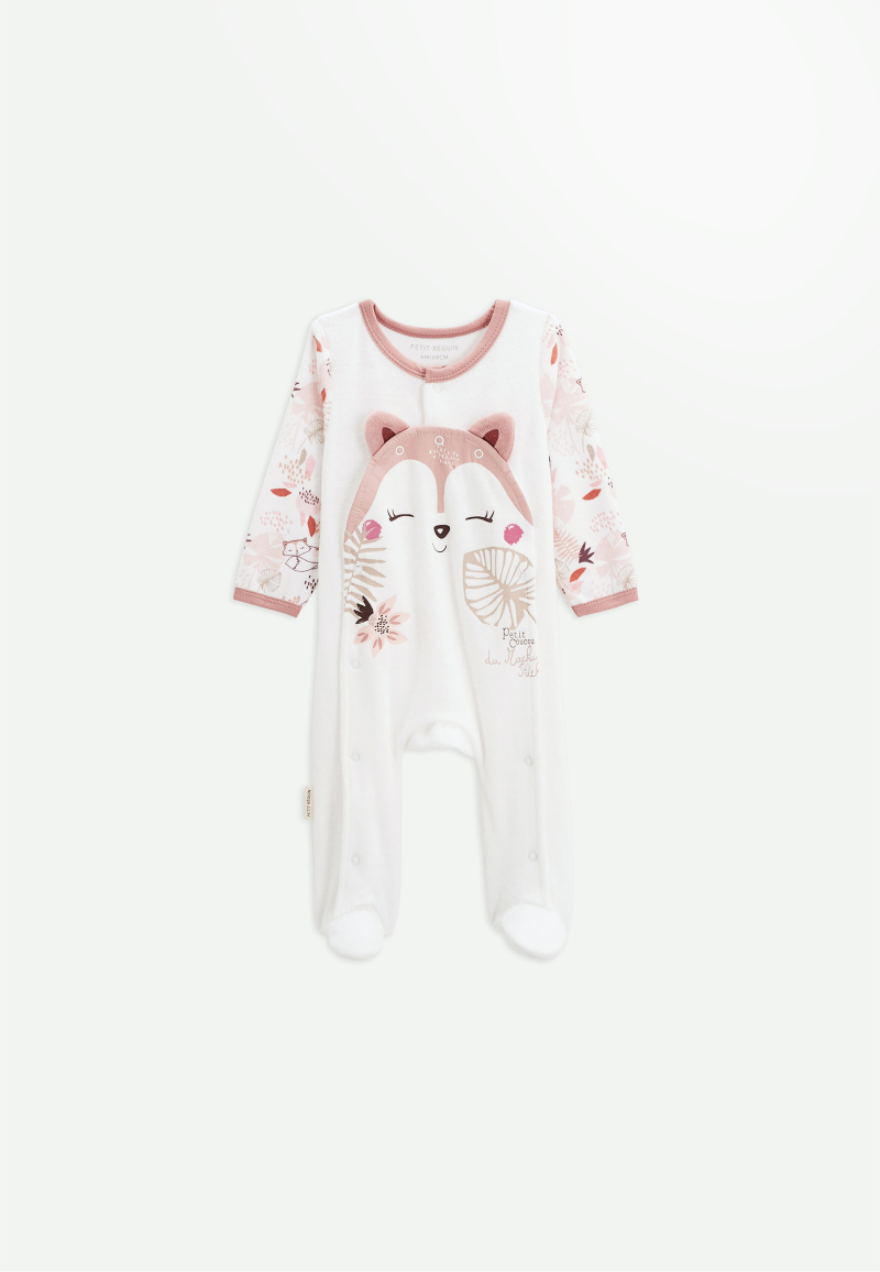 Pyjama naissance garçon - Bébé cool - Pyjama velours à ouverture devant