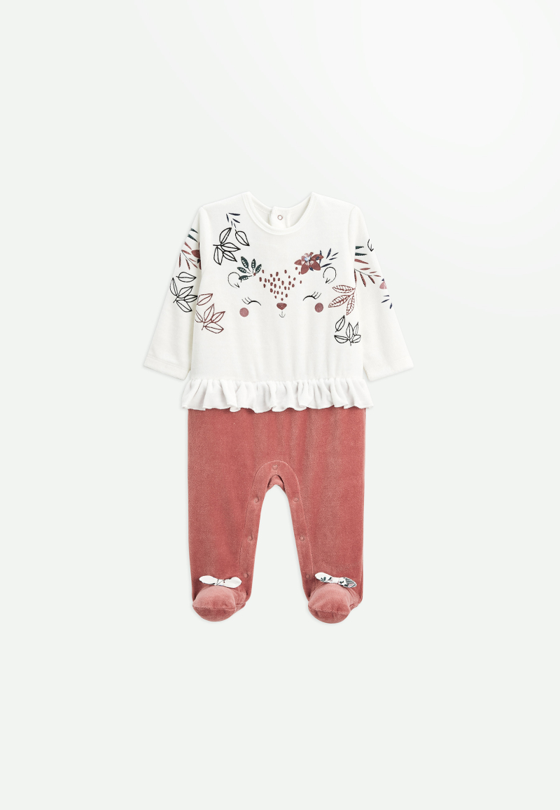 Pyjama robe velours rouge blanc bébé fille 1 MOIS