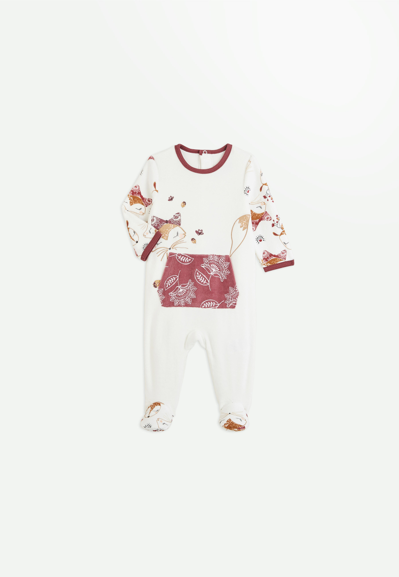 Pyjama robe velours rouge blanc bébé fille 1 MOIS