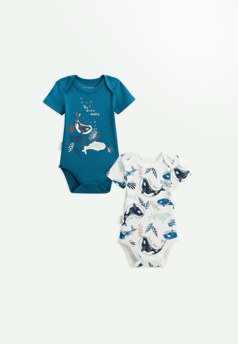 Lot de 2 bodies bebe manches courtes Magic Ocean