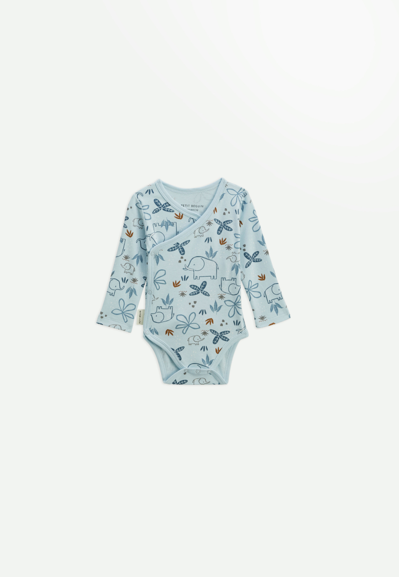 Lot de 2 bodies bébé manches longues ouverture croisée Blue Family