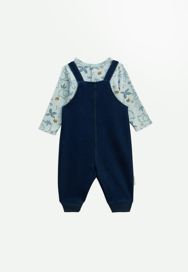 Ensemble salopette bébé en jean et t-shirt Blue Family