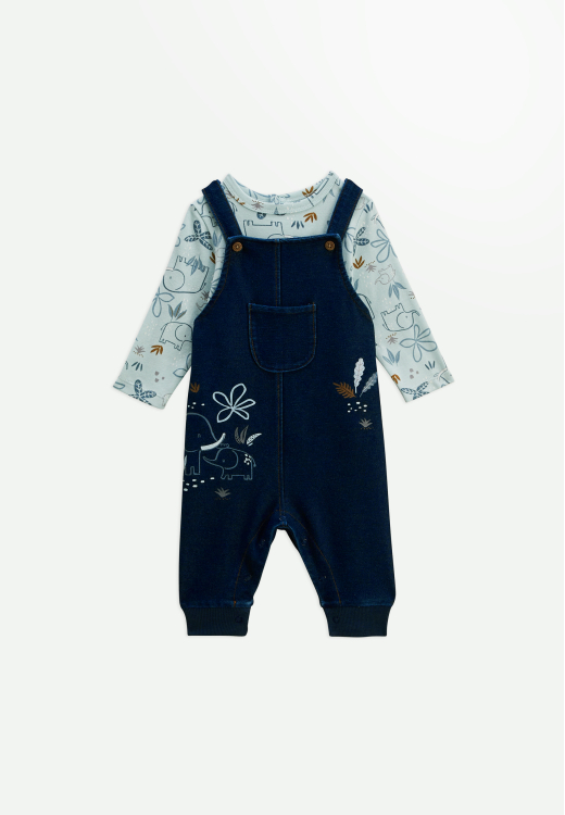 Ensemble salopette bébé en jean et t-shirt Blue Family