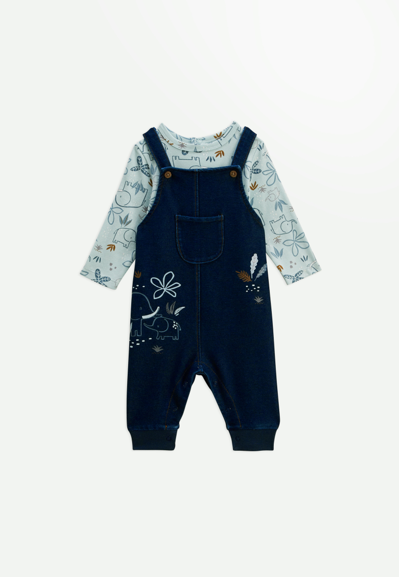 Ensemble salopette bébé en jean et t-shirt Blue Family