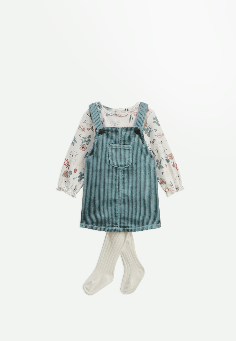 Ensemble robe bébé en velours, t-shirt et collant Ma Petite Bichette