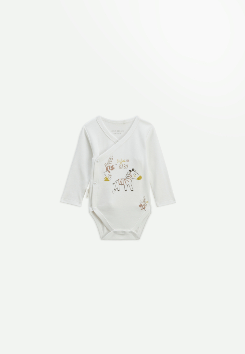 Lot de 2 bodies bébé manches longues ouverture croisée Baby Safari