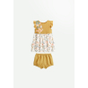 Robe bébé + bloomer en gaze de coton Flamingo