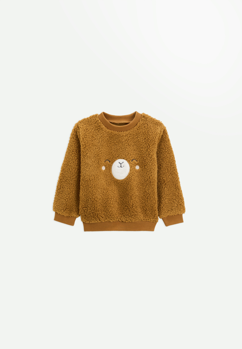 Ensemble bébé sweat-shirt en sherpa et pantalon en molleton camel Lamascotte