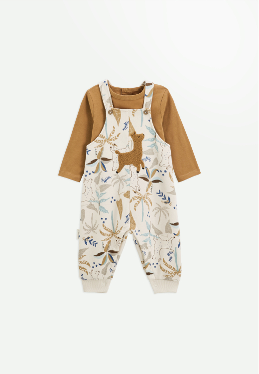 Ensemble salopette bébé en molleton et t-shirt Lamascotte