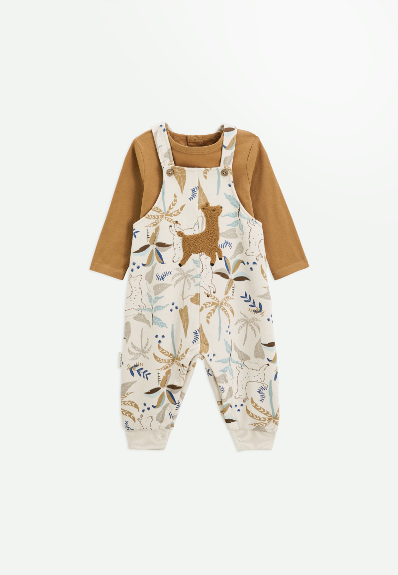 Ensemble salopette bébé en molleton et t-shirt Lamascotte