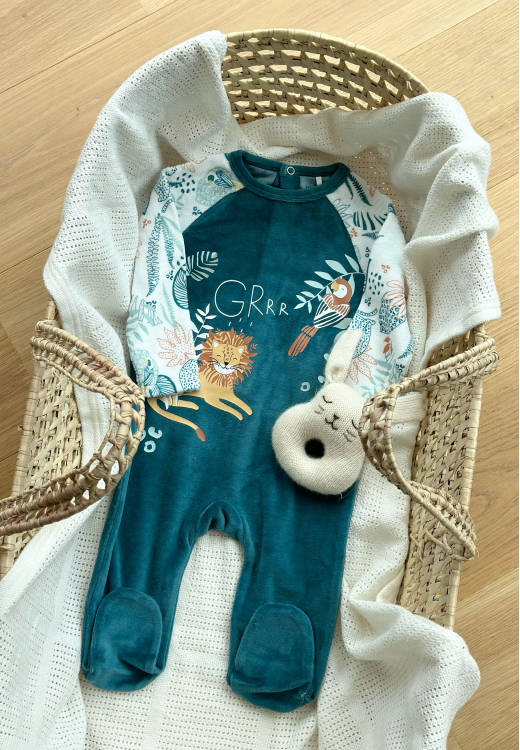 Pyjama bébé en velours bleu Roméo