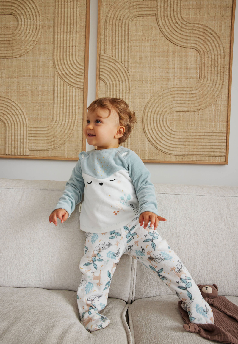 Pyjama bebe 2 pieces en velours avec pieds Alma