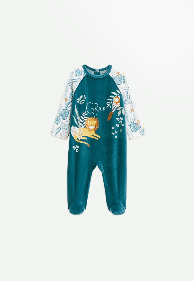 Pyjama bébé en velours bleu Roméo