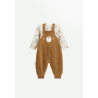 Ensemble salopette bébé en sherpa camel et t-shirt Lamascotte