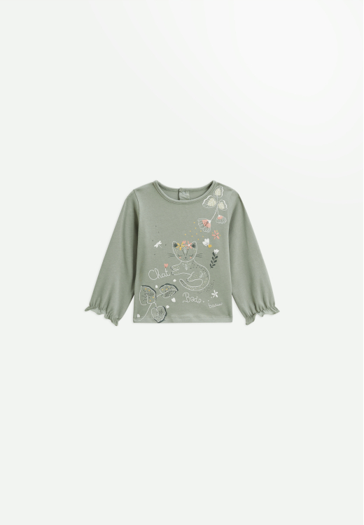 T-shirt bébé manches longues kaki Lily