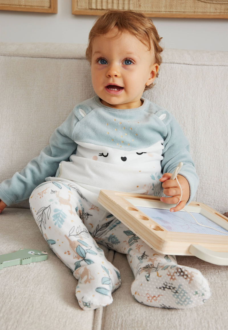 Pyjama bebe 2 pieces en velours avec pieds Alma