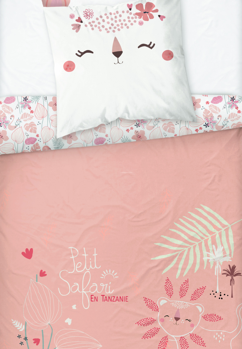 Housse de couette enfant + taie d'oreiller Petit Safari zoom