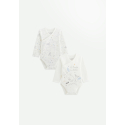 Lot de 2 bodies bébé manches longues ouverture croisée Petite Balade