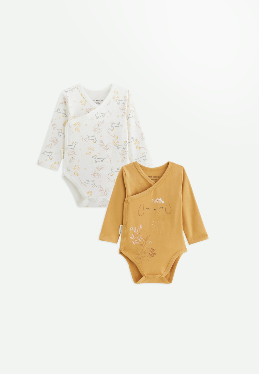 Lot de 2 bodies bébé manches longues ouverture croisée Emilie