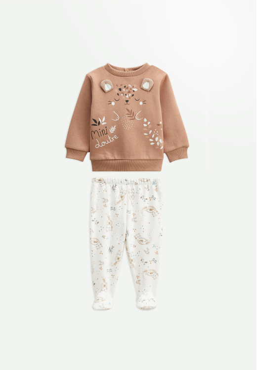 Ensemble bébé sweat et pantalon en molleton Mini Loutre