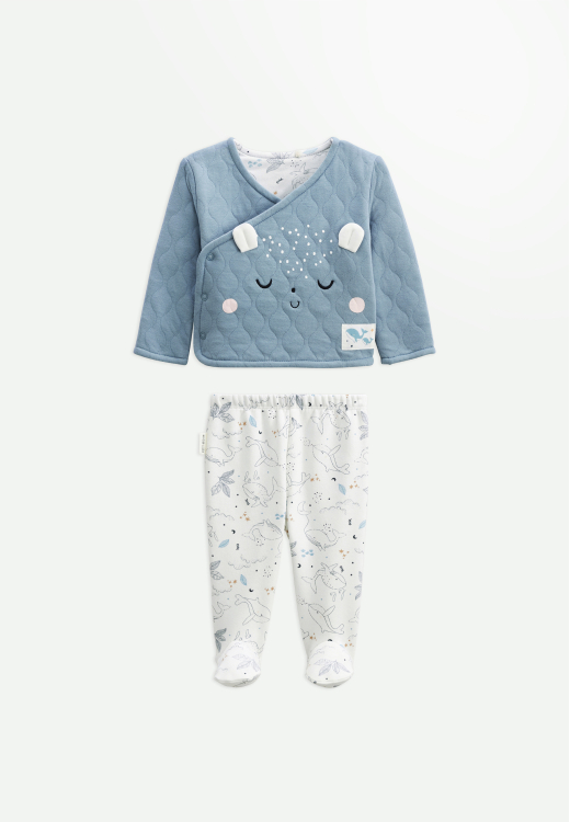 Ensemble bébé gilet et pantalon en coton matelassé Petite Balade