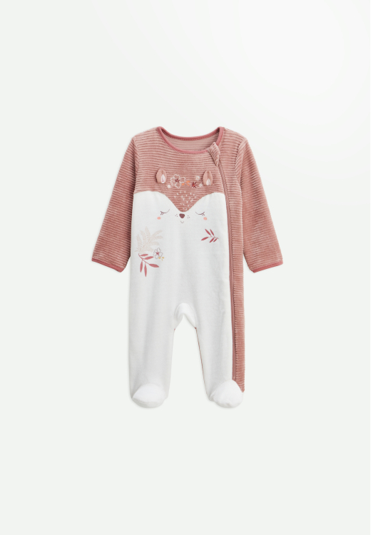 Pyjama bébé en velours ouverture zippée Oona