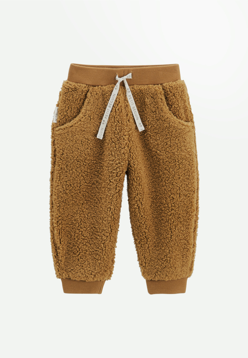 Ensemble bébé sweat-shirt en molleton et pantalon en sherpa écru Lamascotte