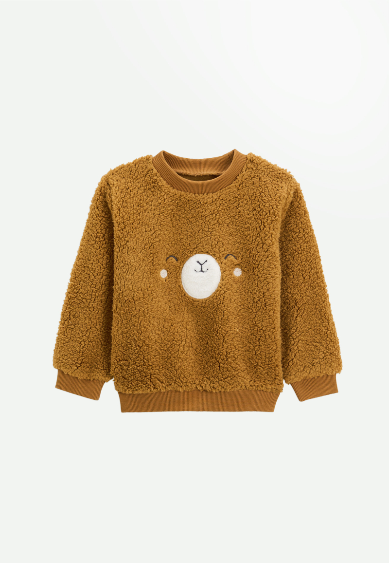 Ensemble bébé sweat-shirt en sherpa et pantalon en molleton camel Lamascotte